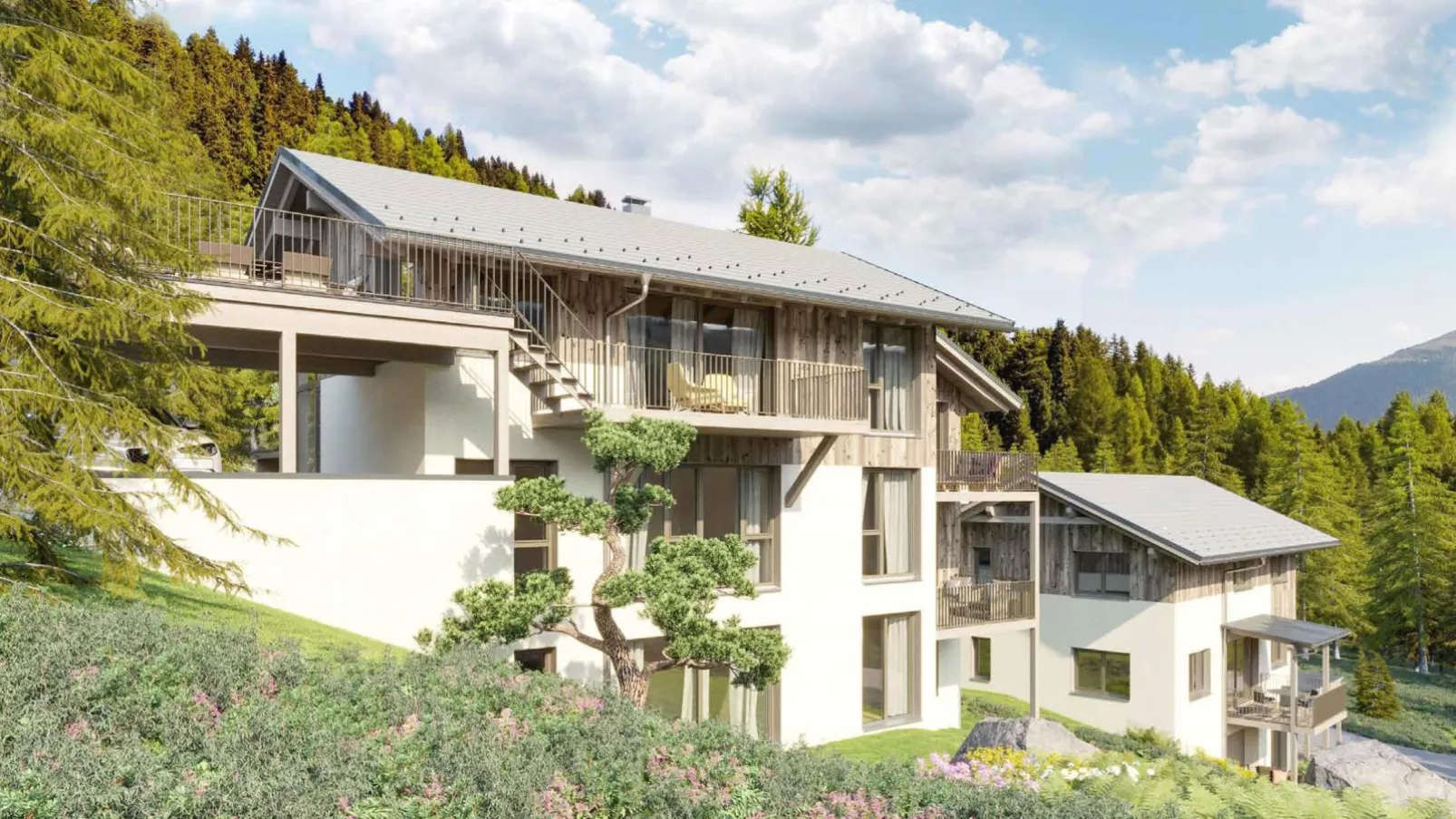 Alpinchique 3 Mountain Chalet-Buitenkant zomer
