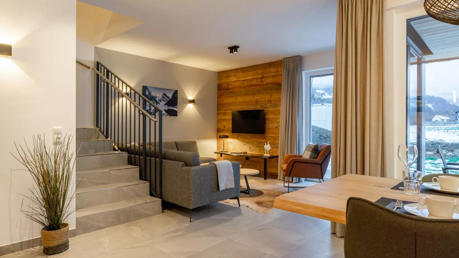 Mountain Chalet Chapeau-Woonkamer