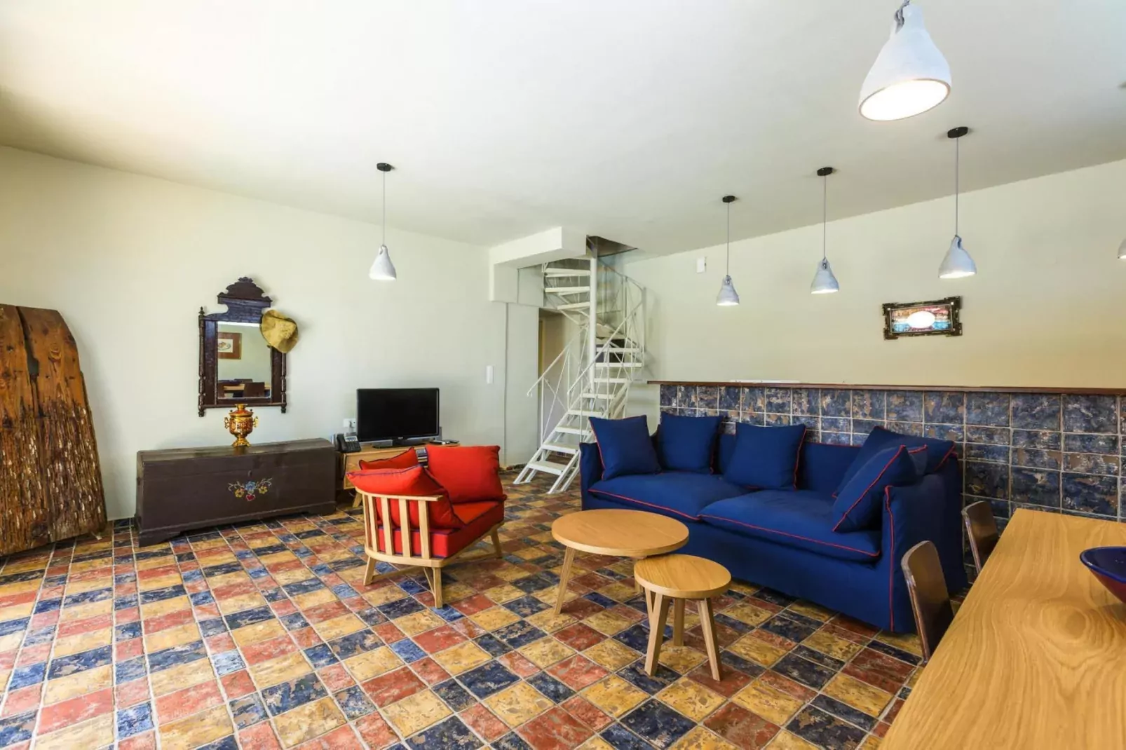 Villas Avra & Pyrgos, Episkopi-Villa Avra, ca. 120 qm, 6 pax-Woonkamer