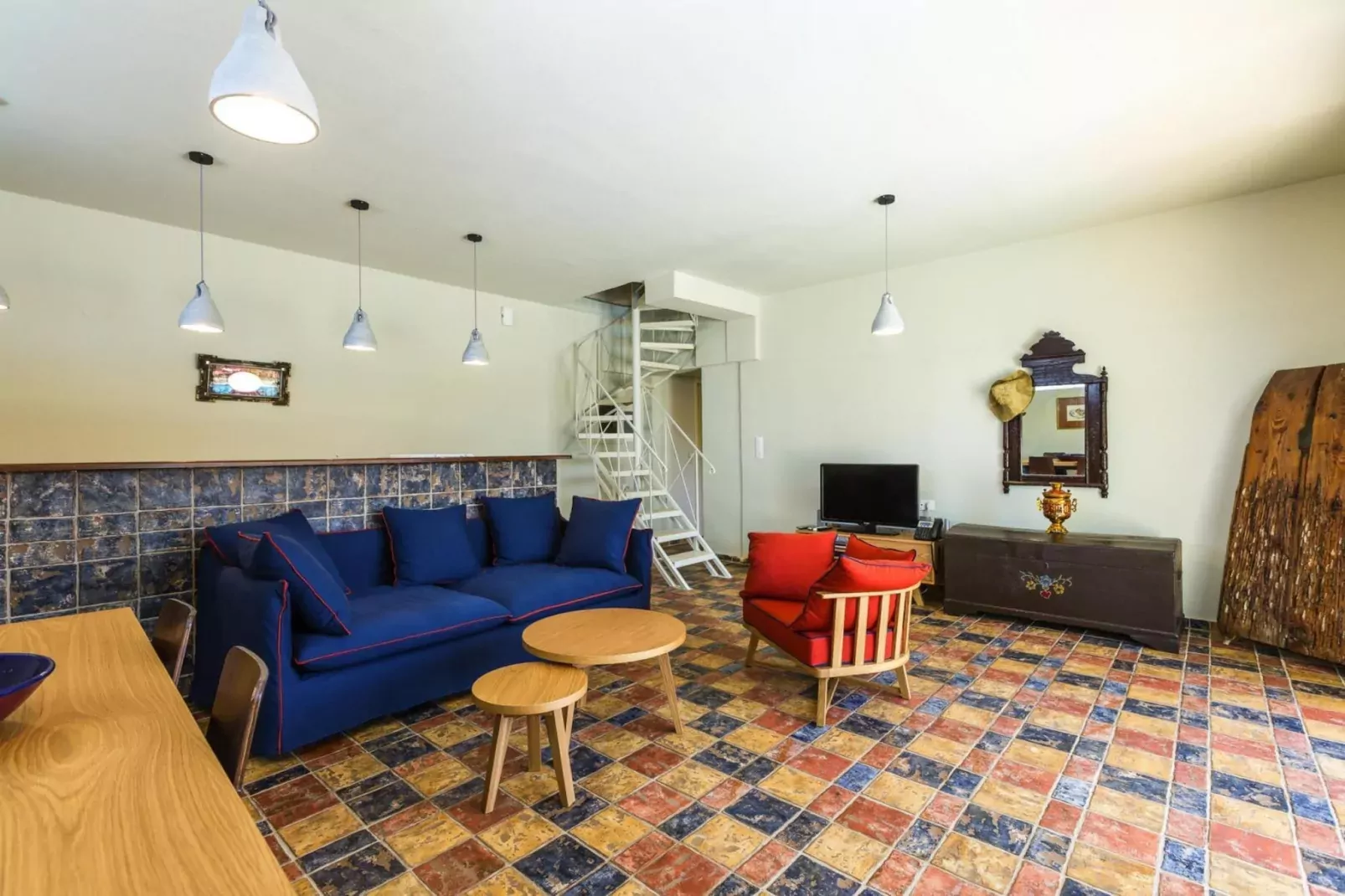 Villas Avra & Pyrgos, Episkopi-Villa Avra, ca. 120 qm, 6 pax-Woonkamer