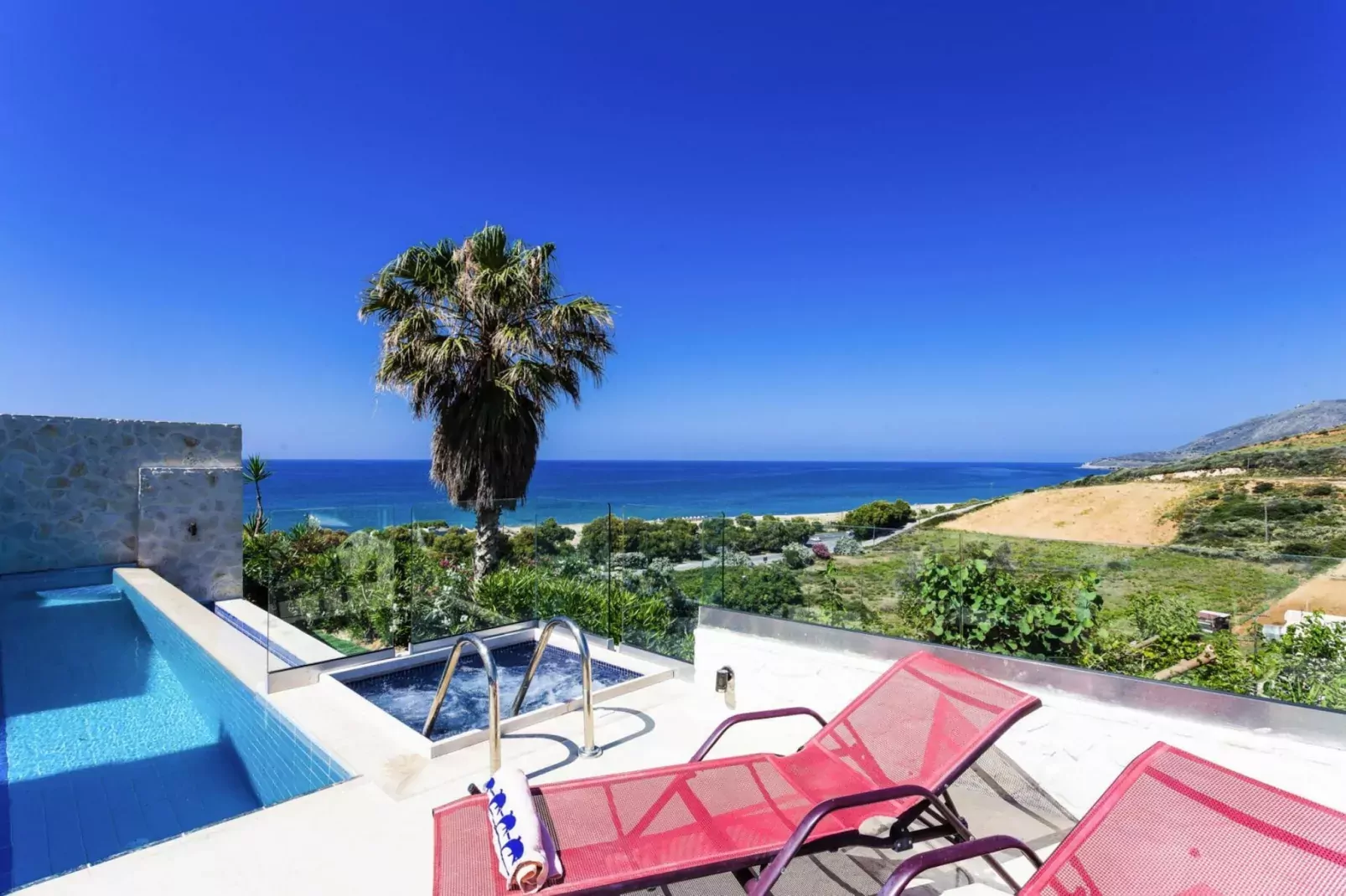 Villas Avra & Pyrgos, Episkopi-Villa Avra, ca. 120 qm, 6 pax-Uitzicht zomer