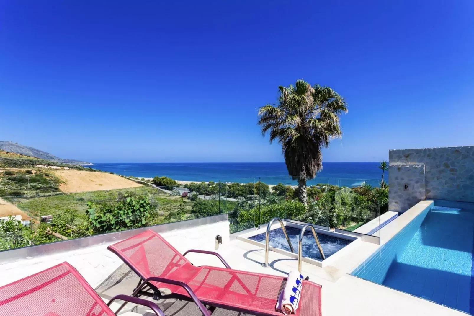 Villas Avra & Pyrgos, Episkopi-Villa Avra, ca. 120 qm, 6 pax-Uitzicht zomer