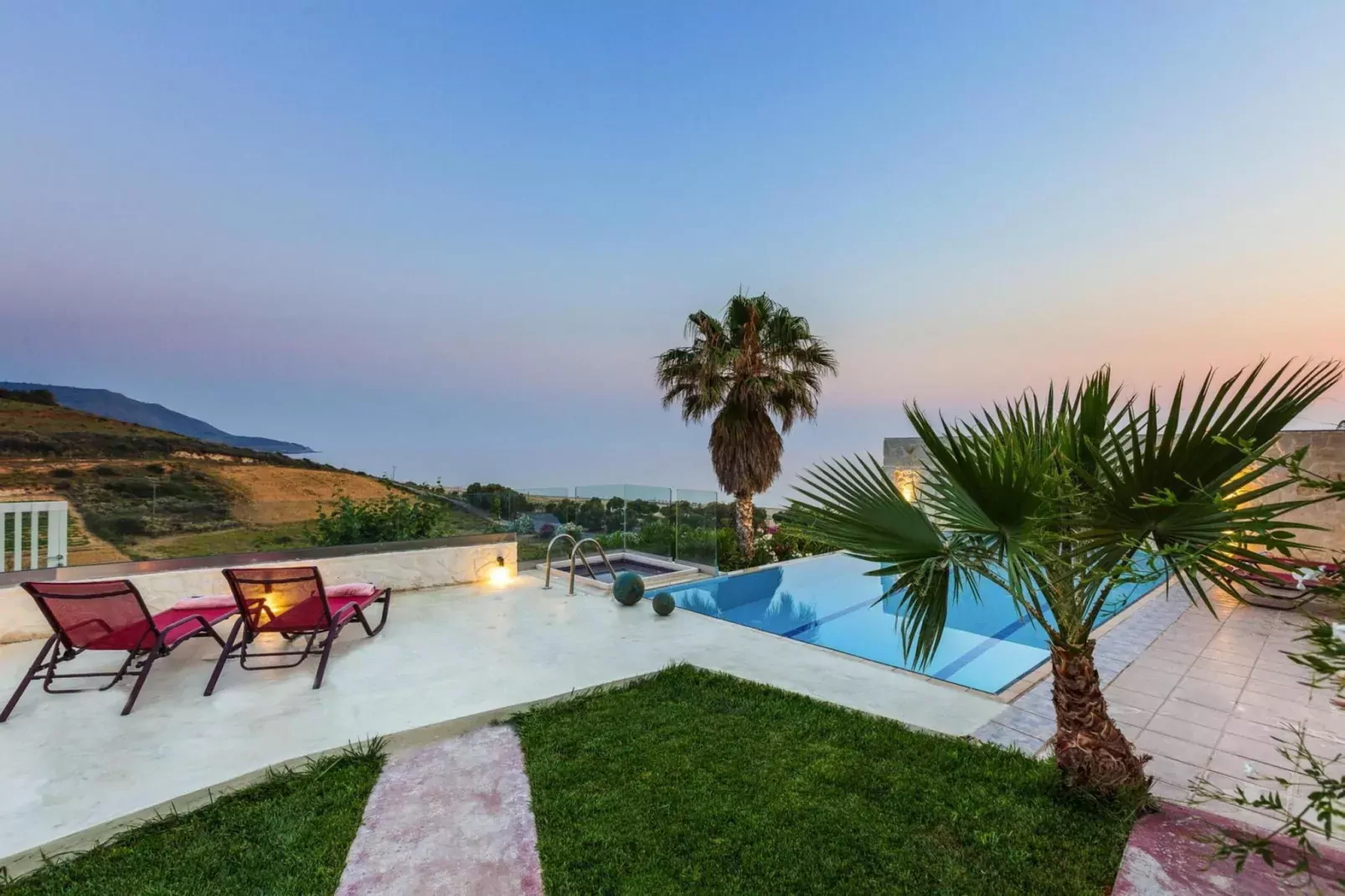 Villas Avra & Pyrgos, Episkopi-Villa Avra, ca. 120 qm, 6 pax-Uitzicht zomer