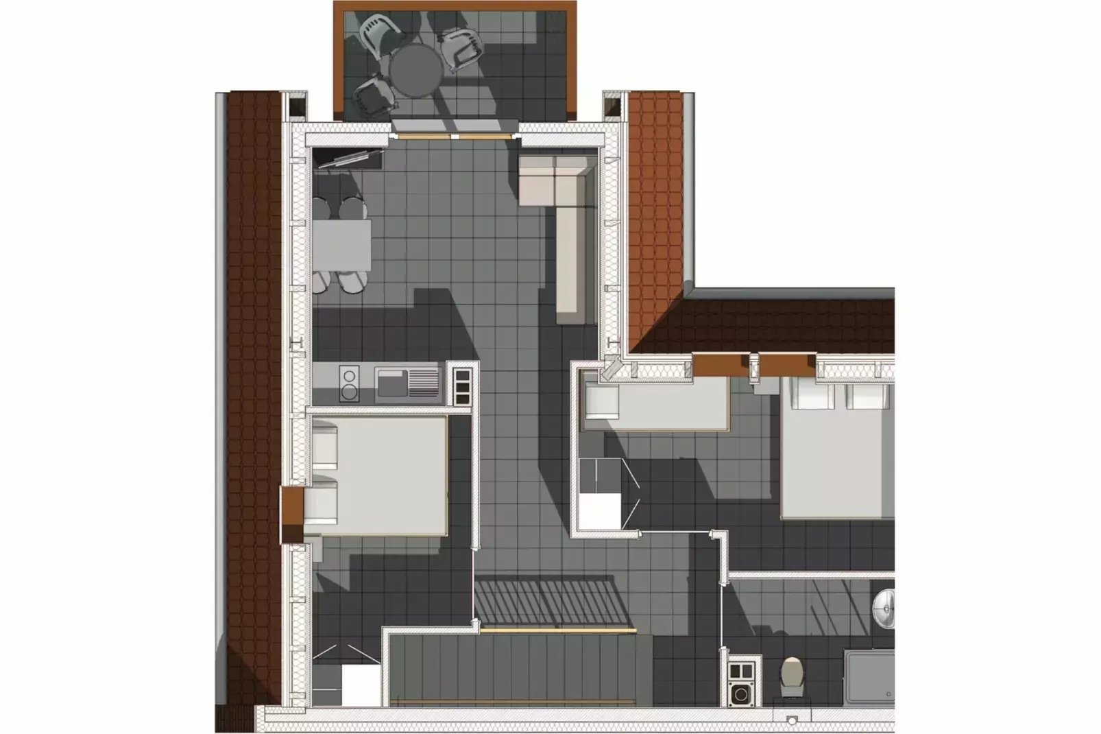 Apartamenty wakacyjne dla 5 osób Rewal-Woonkamer