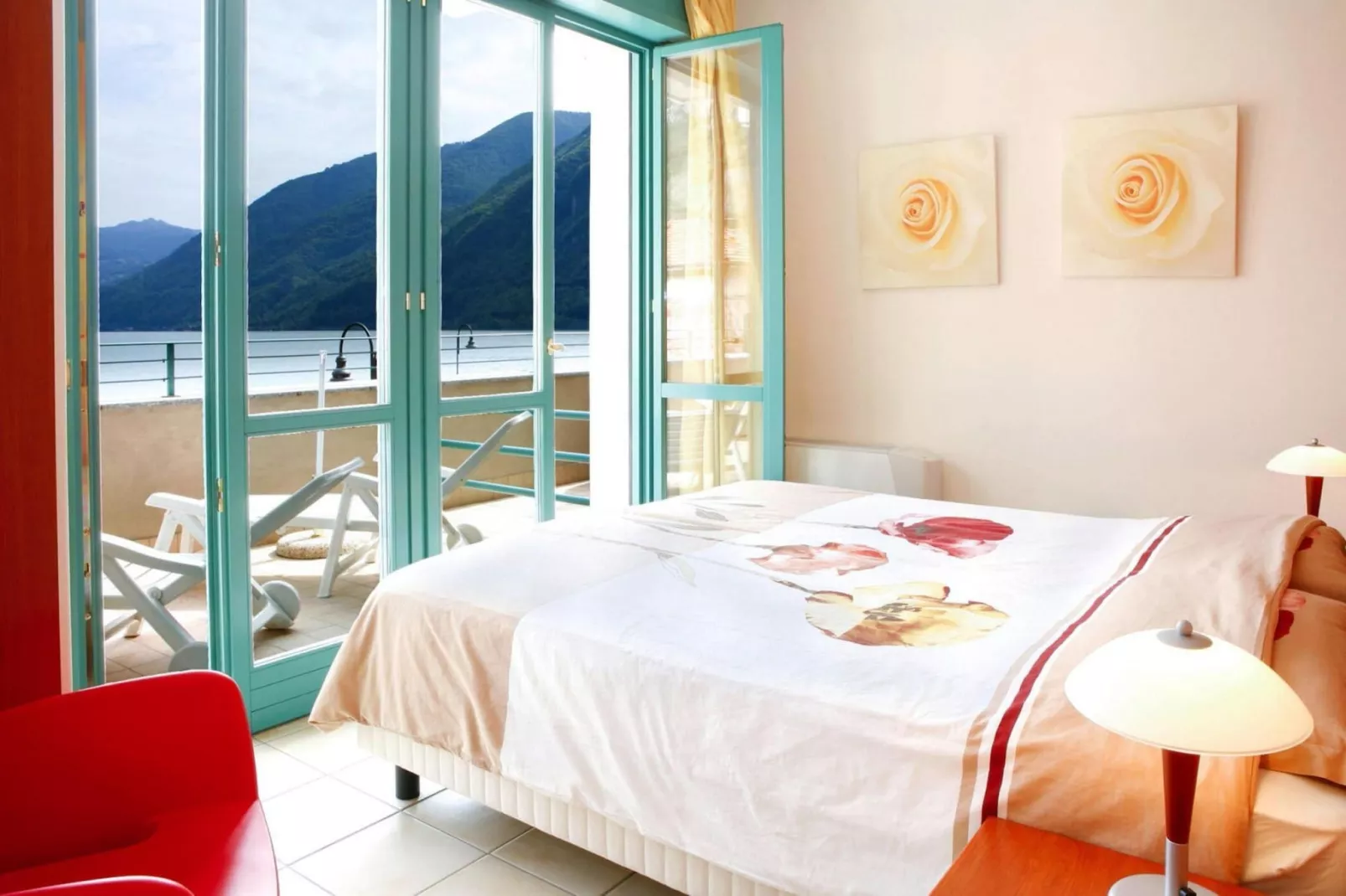Residence Porto Letizia Porlezza - Villas bilocale 4 pax Vista Lago Plus V1LP4 Lake View 8215-Slaapkamer