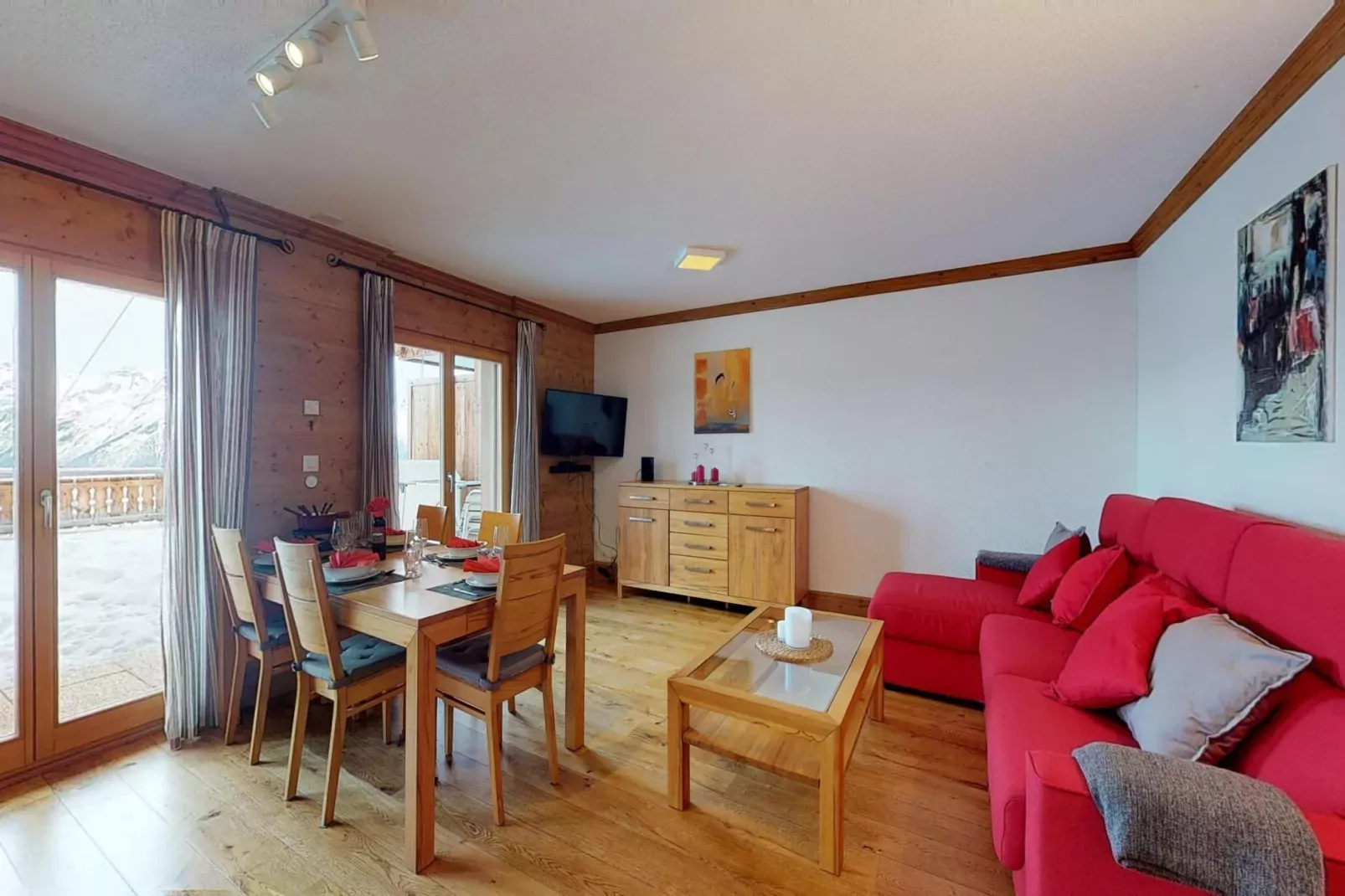 Hauts de Veysonnaz HV1 002 - SAUNA apartment 6 per-Woonkamer