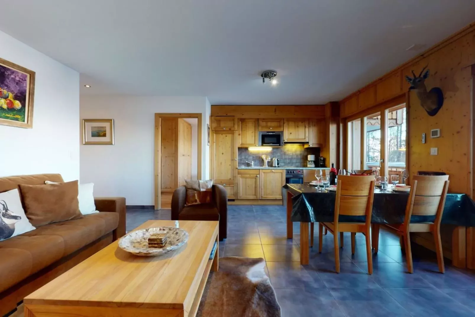 Hauts de Veysonnaz HV1 011 - SAUNA apartment 4 per-Woonkamer