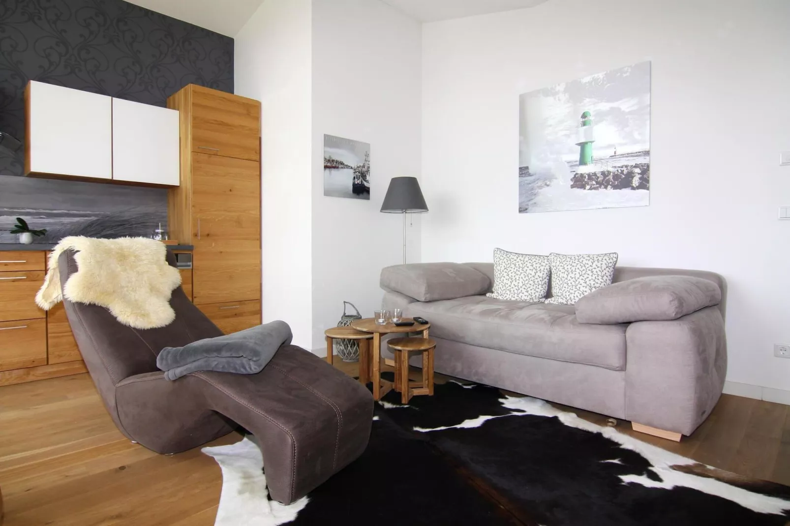 Appartementhaus Calmsailing Börgerende-Appartement 23 Meerblick 2 OG-Woonkamer
