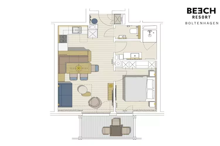 BEECH Resort Boltenhagen - Typ 1 Single mit Kind-Plattegrond