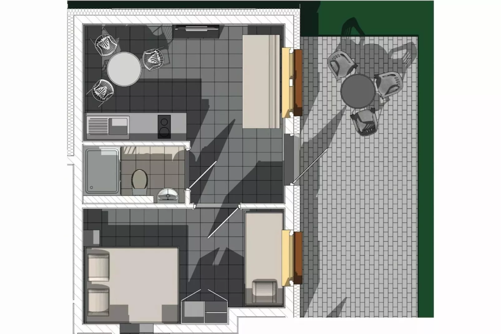 Apartamenty wakacyjne dla 3 osób Rewal-Plattegrond