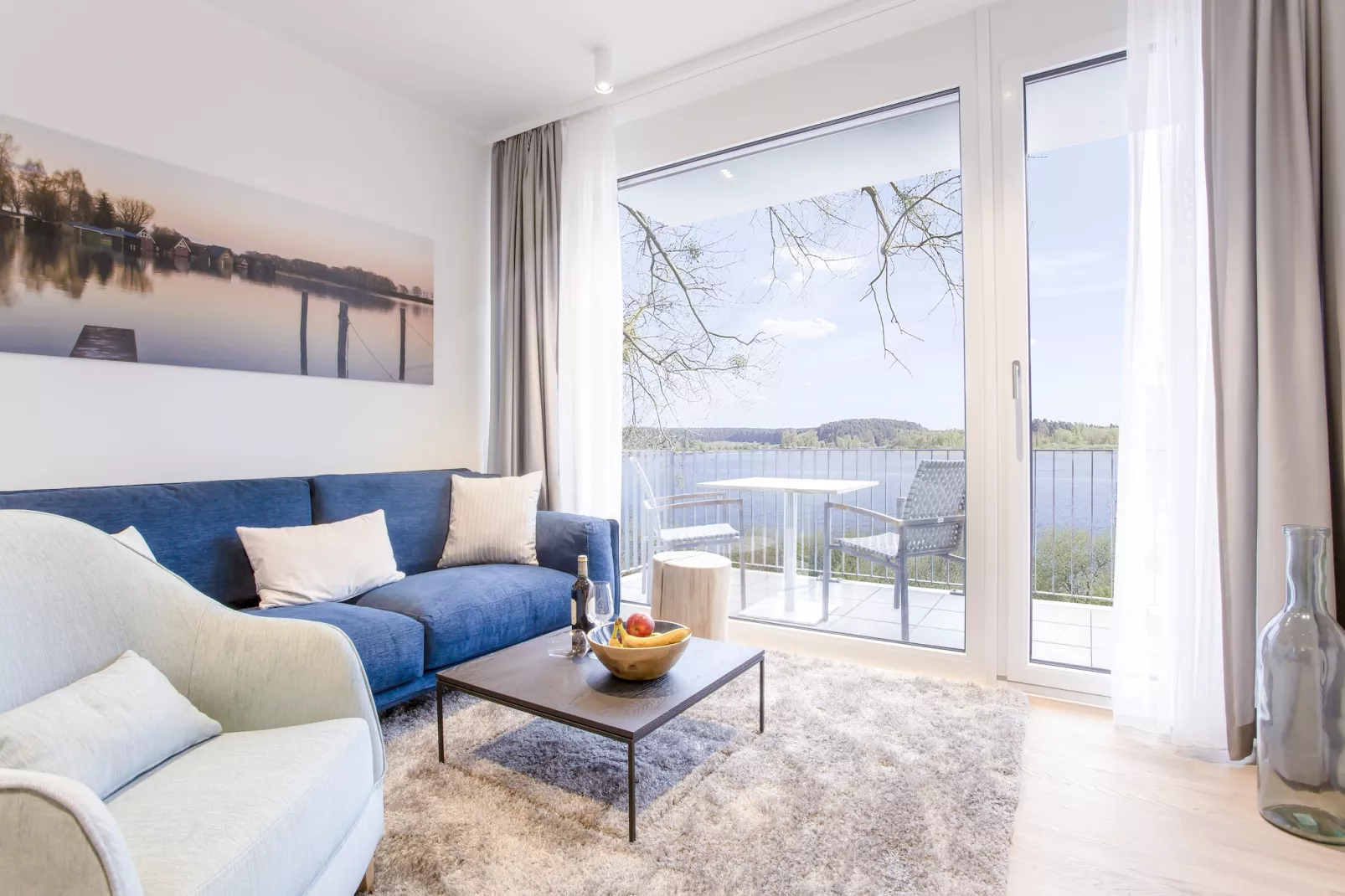 Apartments im MAREMÜRITZ Yachthafen Resort & Spa / Aurora Müritzblick 2 Personen-Woonkamer