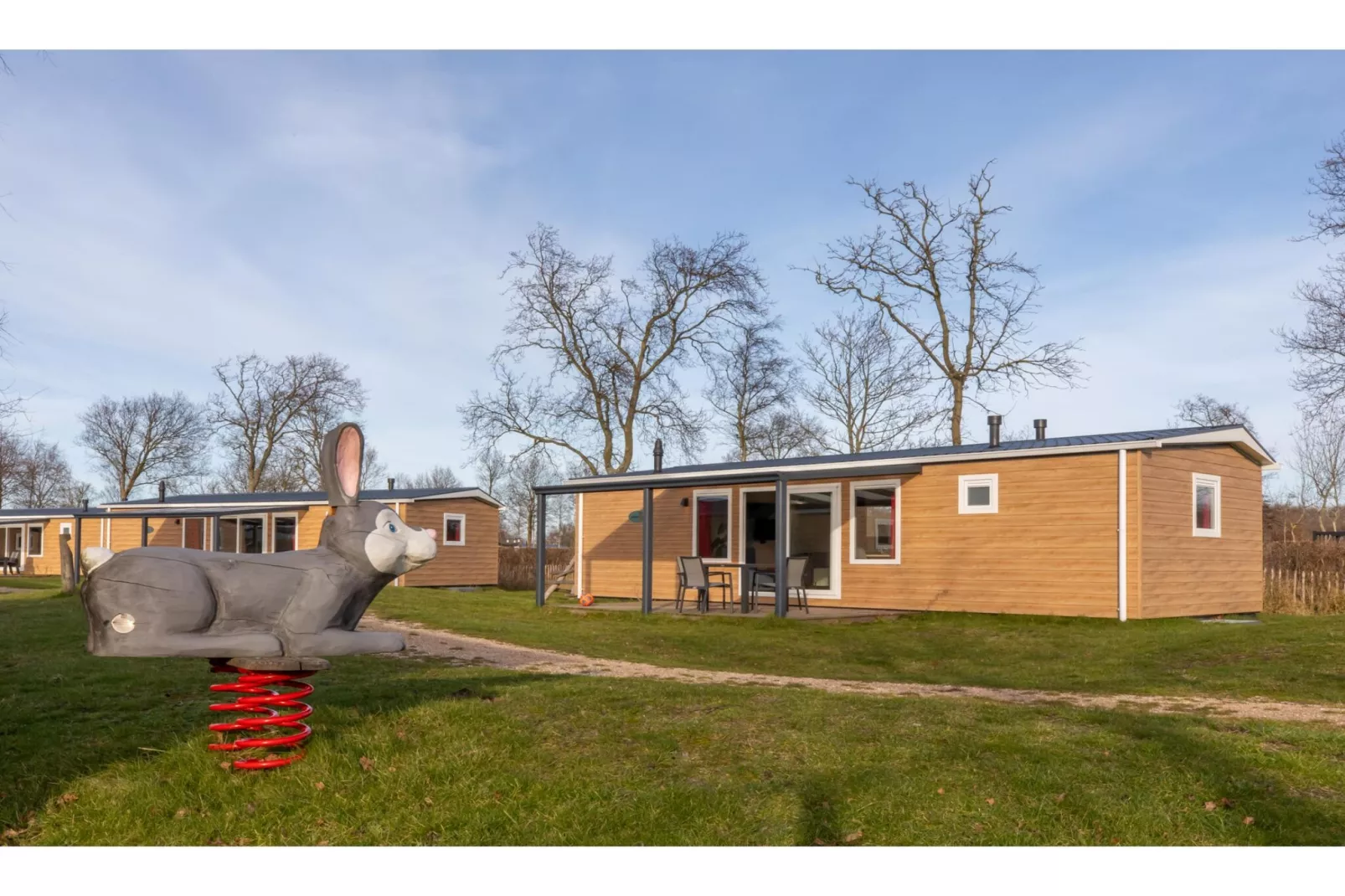 Chalet - Camping de Duinhoeve 'Bosdier'-Buitenkant zomer