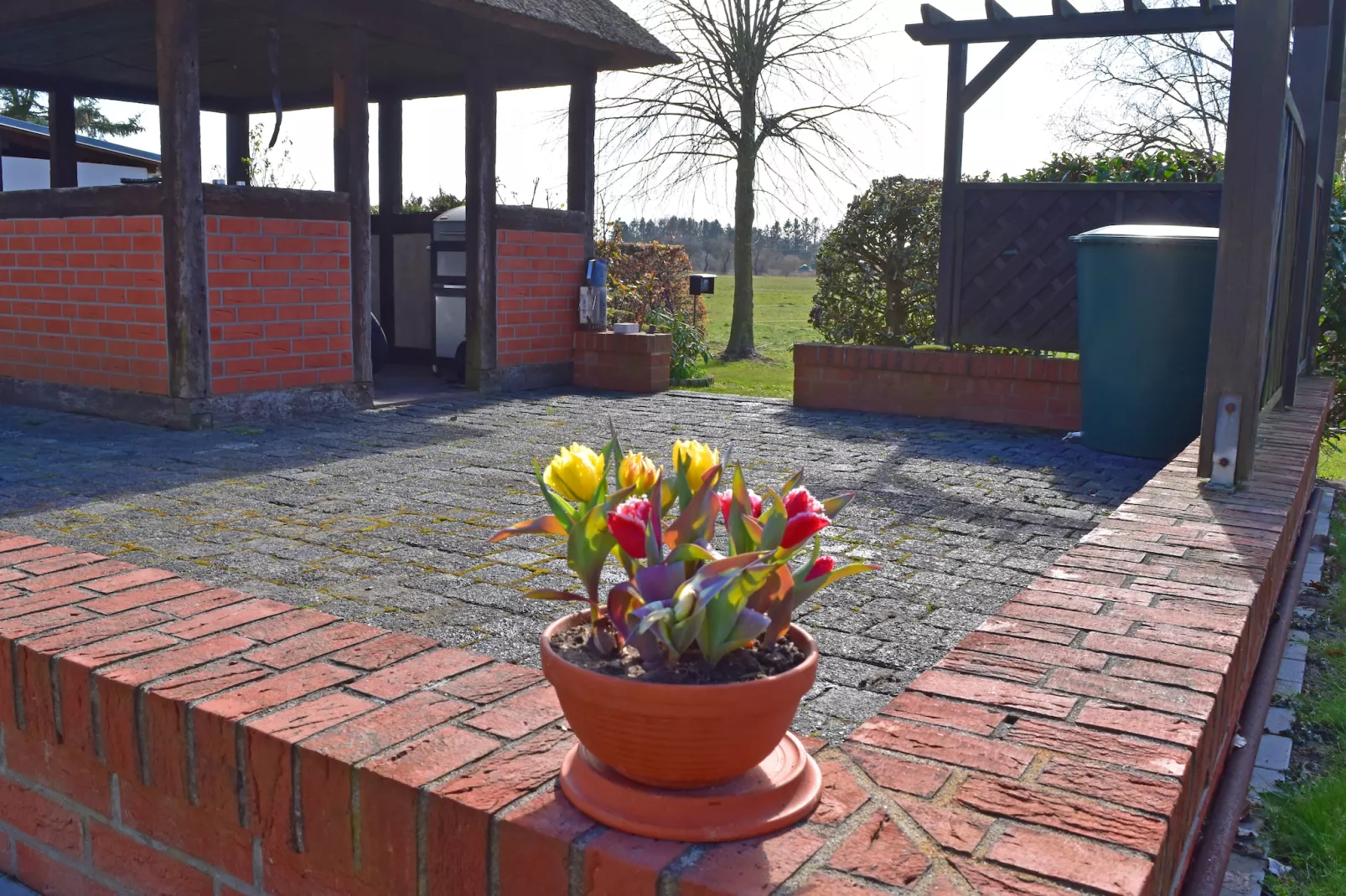 Ferien unterm Reetdach-Terrasbalkon