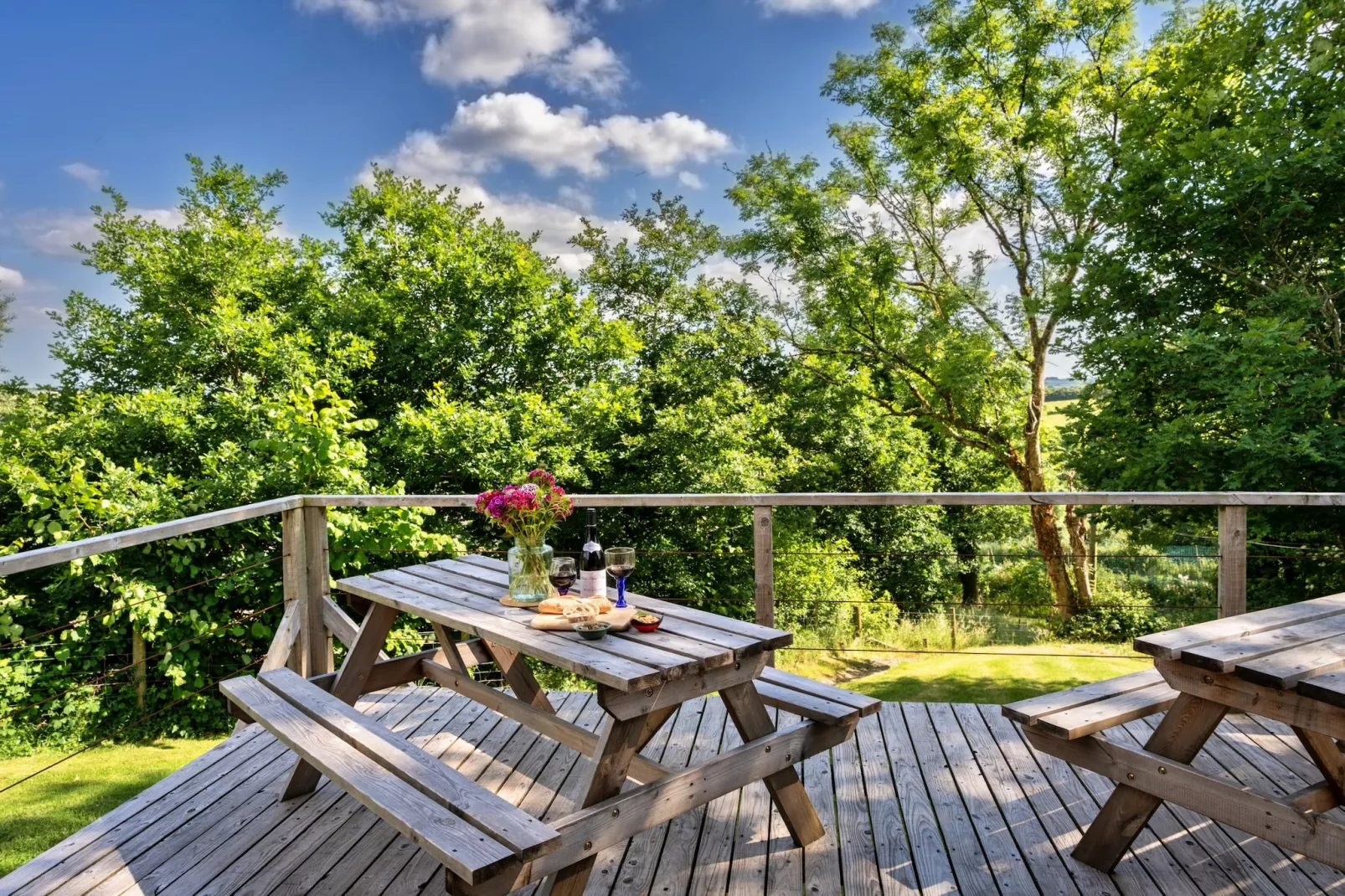 'Dartmoor' Wooden Eco-Lodge-Terrasbalkon