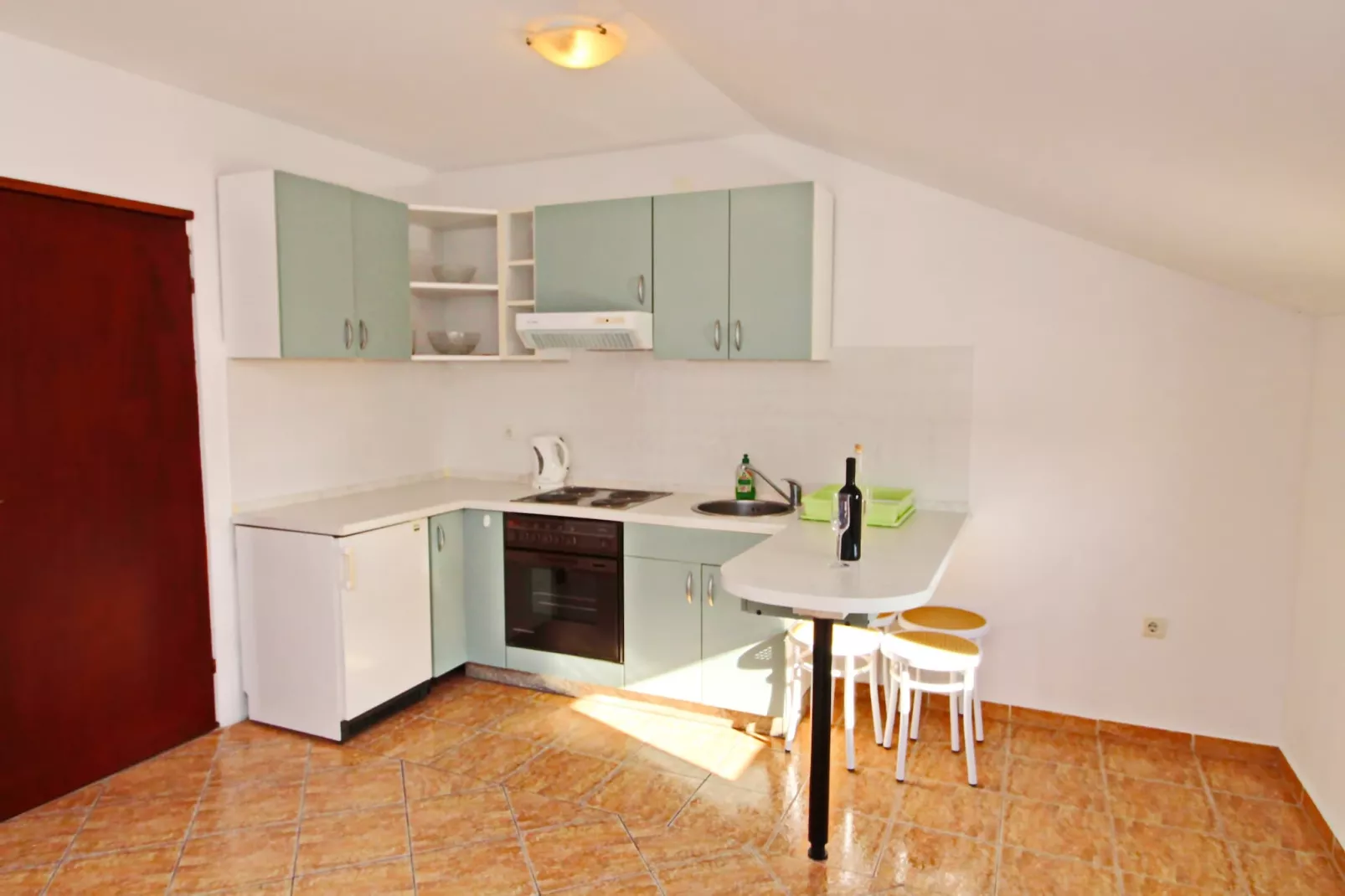 Apartments Marković Orebić- One Bedroom Apartment with Terrace and Sea View (A3)-Keuken