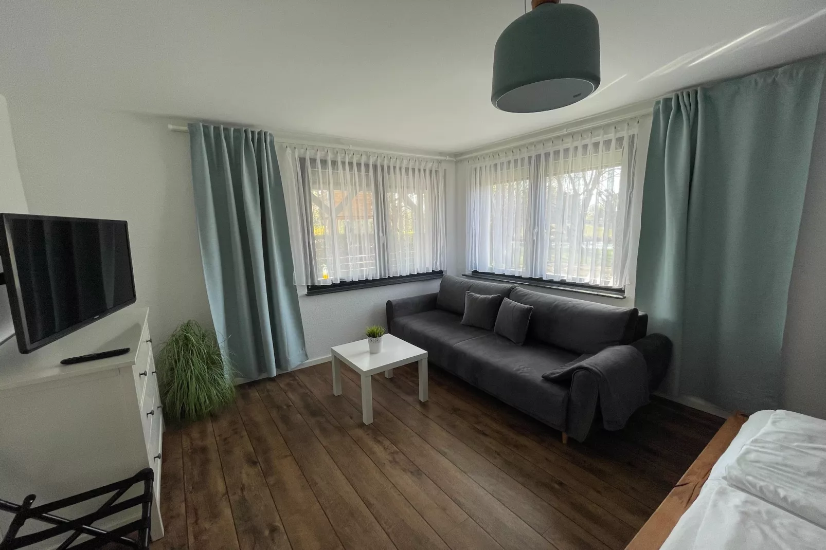 Ferienhaus mit Wasserblick 3 Pers-Woonkamer