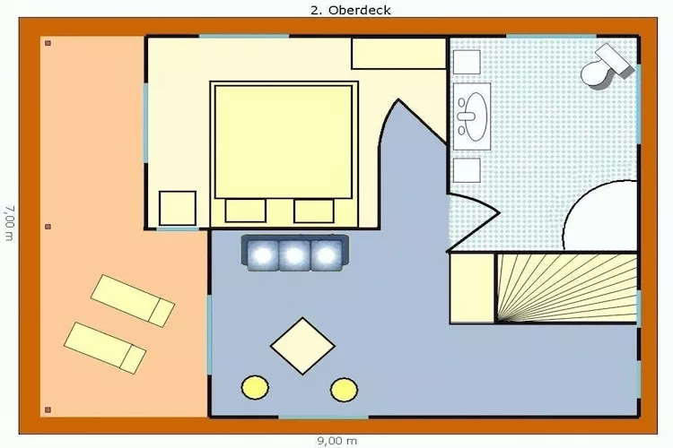 Haus 7 - Steg F - Comfort / 4 Personen-Plattegrond