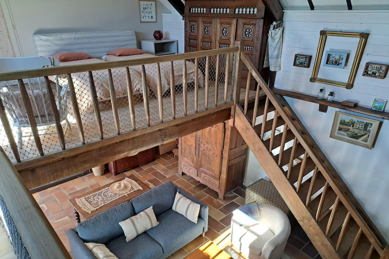Granitsteinhaus in Strandnähe Trégunc-Slaapkamer