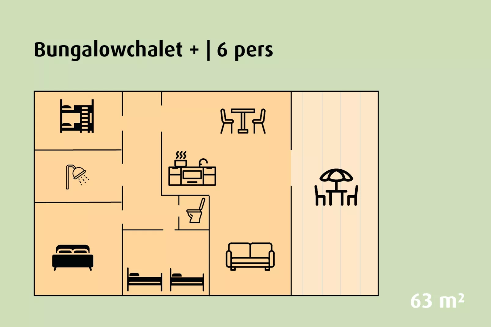 Bungalow Chalet+ | 2 - 6 people-Plattegrond