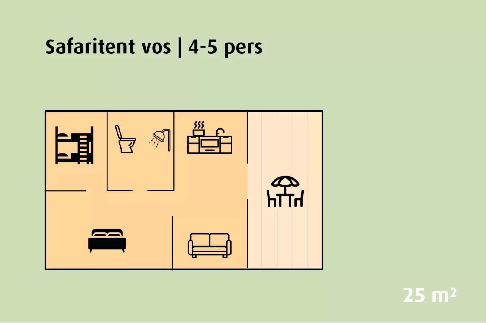 Safari tent 'Vos' | 2 - 5 people | pet allowed-Plattegrond