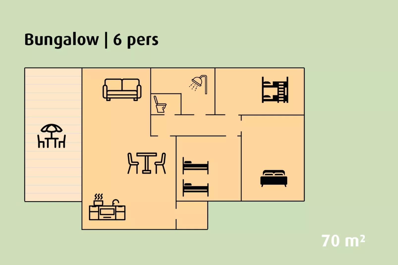 Semi-detached Bungalow | 2 - 6 people-Plattegrond