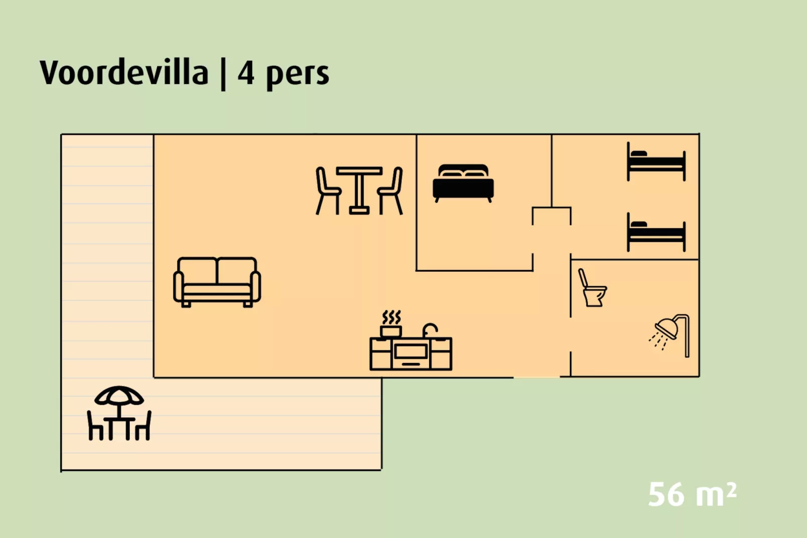 Voordevilla | 2 - 4 persons-Plattegrond