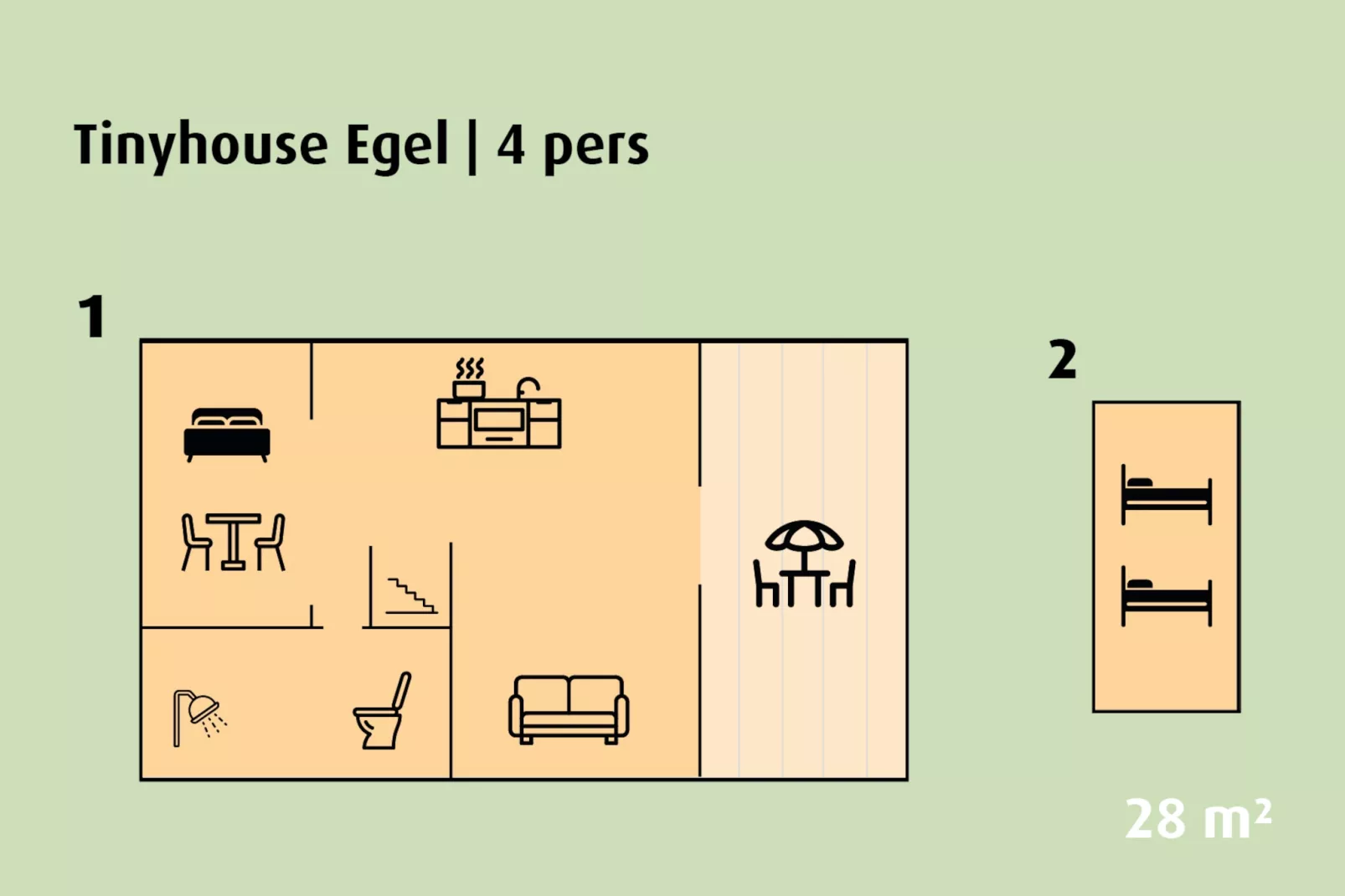 Tinyhouse 'Egel' | 2 - 4 persons-Plattegrond