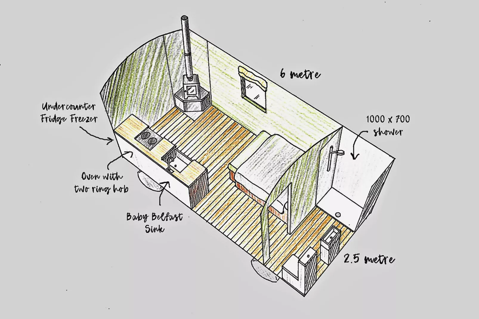 'Joan' Shepherds Hut-Plattegrond
