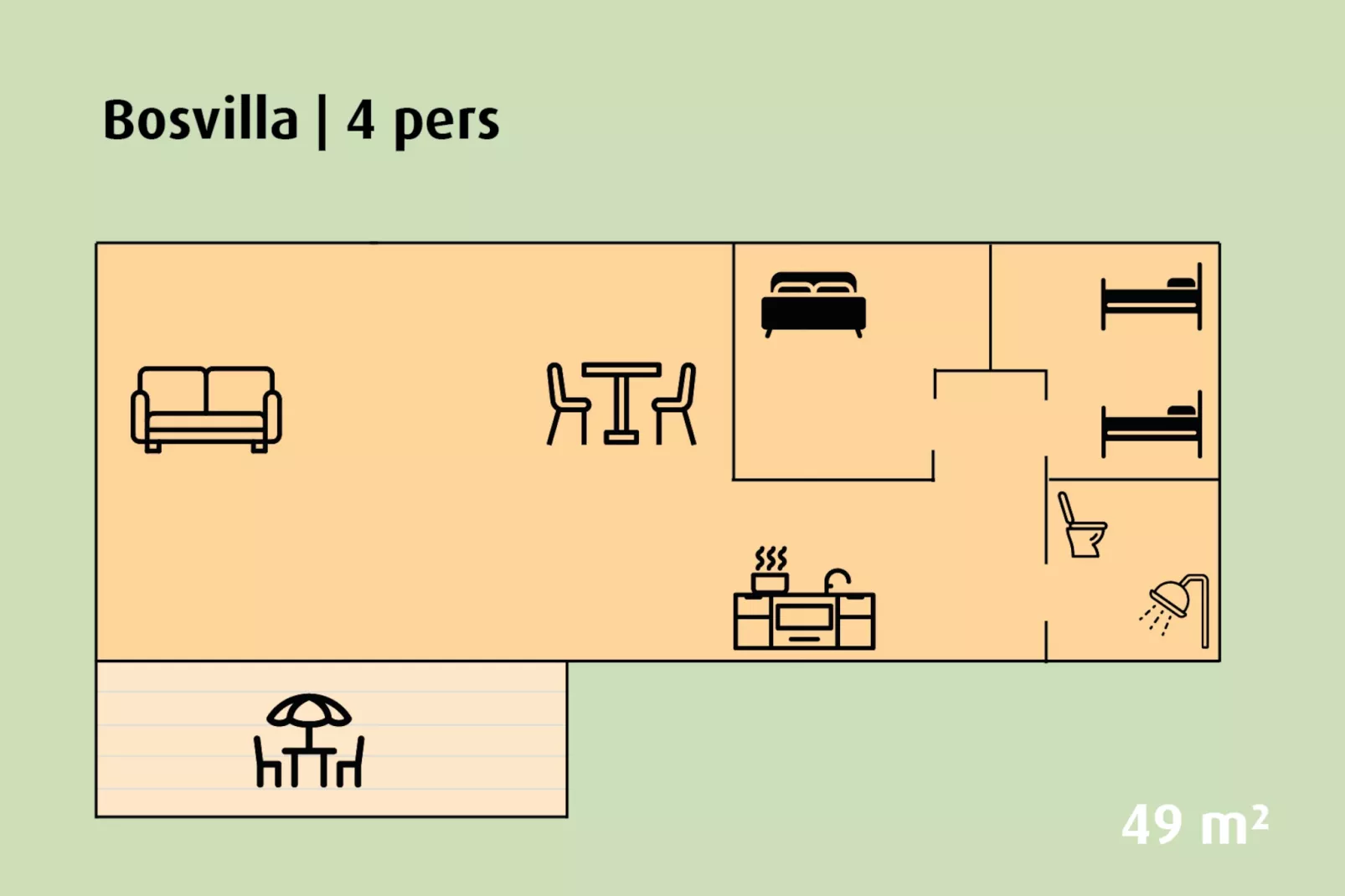 Bosvilla | 2 - 4 persons-Plattegrond