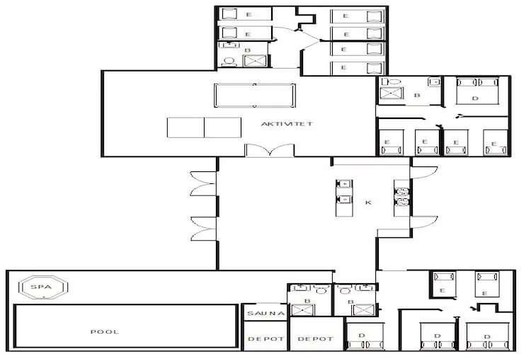 26 persoons vakantie huis in Nørre Nebel-Plattegrond