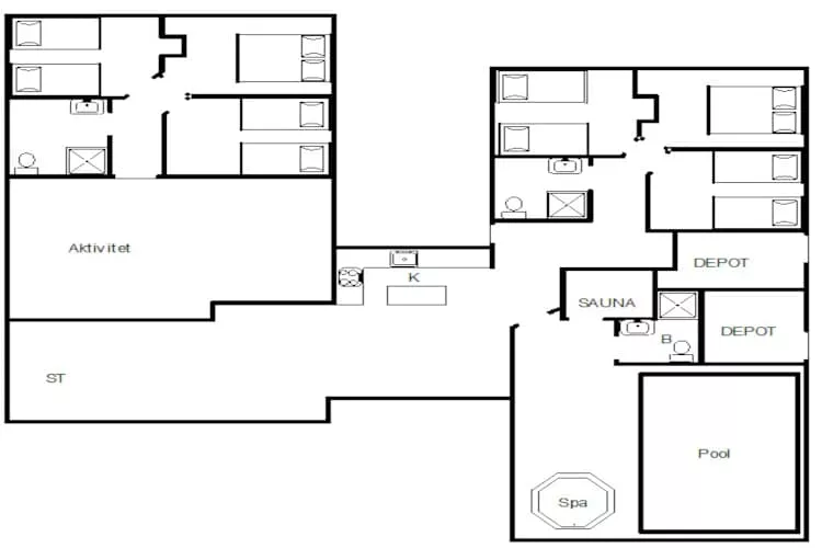 16 persoons vakantie huis in Nørre Nebel-Plattegrond