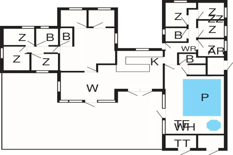 22 persoons vakantie huis in Jerup-Plattegrond