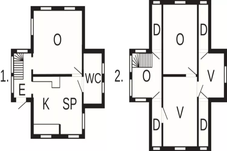 Historisch huisje aan het Yngern-meer-Plattegrond