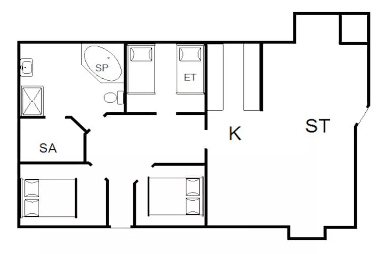 Lichte huisje met overdekt terras-By Traum-Plattegrond