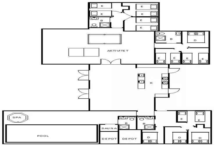 26 persoons vakantie huis in Nørre Nebel-Plattegrond
