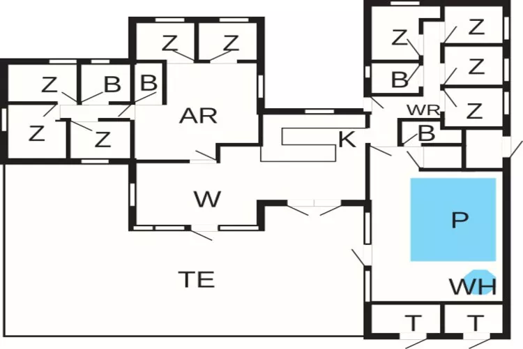 22 persoons vakantie huis in Jerup-Plattegrond