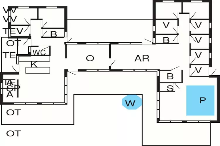22 persoons vakantie huis in Væggerløse-Plattegrond