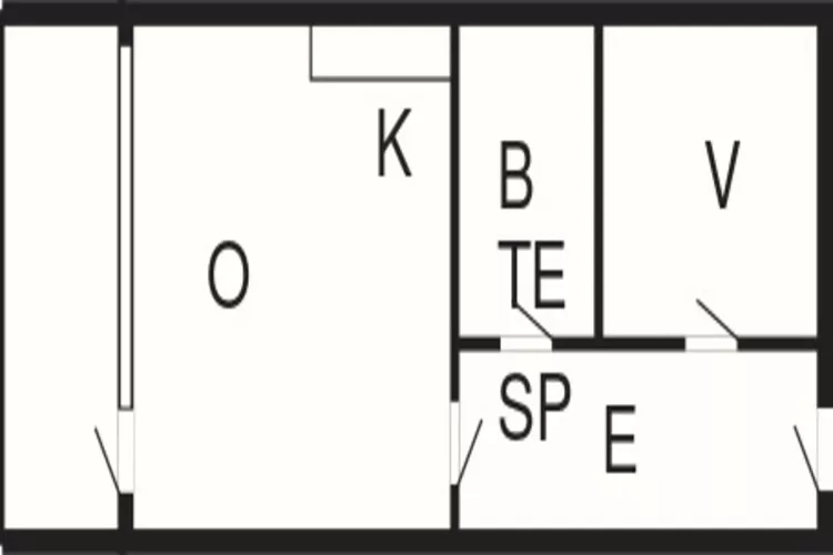 2 room,ground floor,44m2-Plattegrond