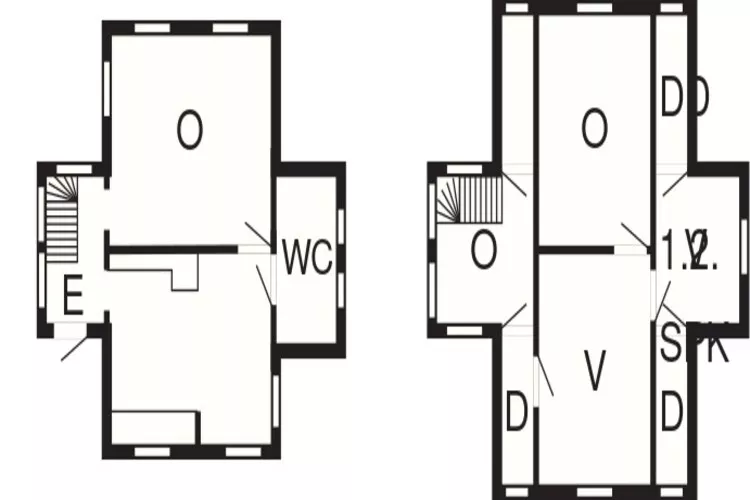 Historisch huisje aan het Yngern-meer-Plattegrond
