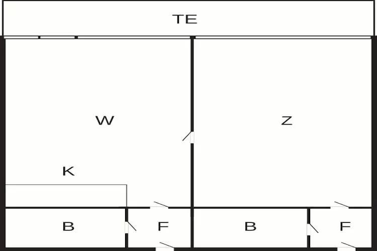 2 room,2 bath,View dune,G.Floor,Premi-Plattegrond
