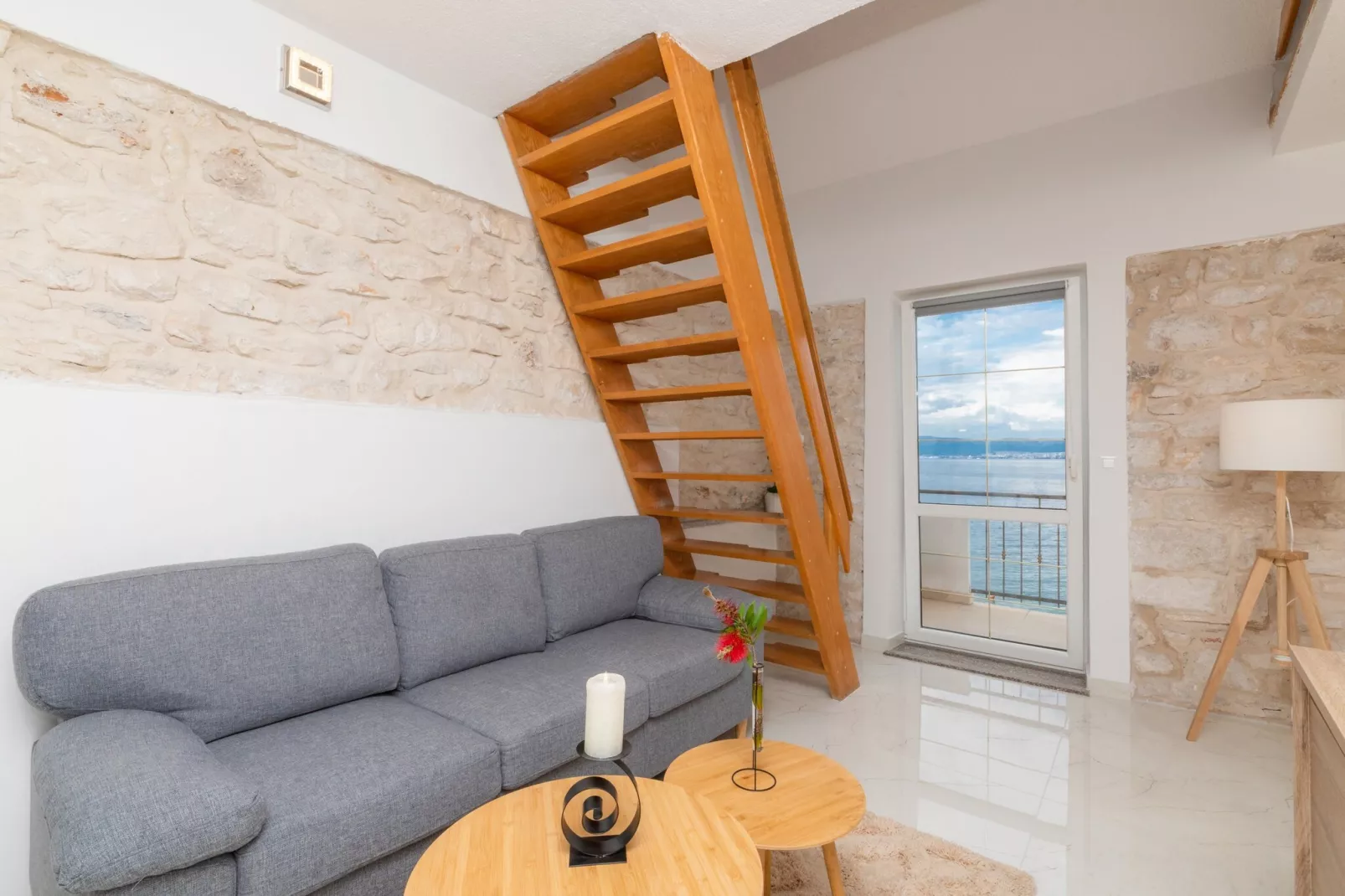 Apartments Tino- Two Bedroom Apartment with Terrace and Sea View(A2)-Woonkamer