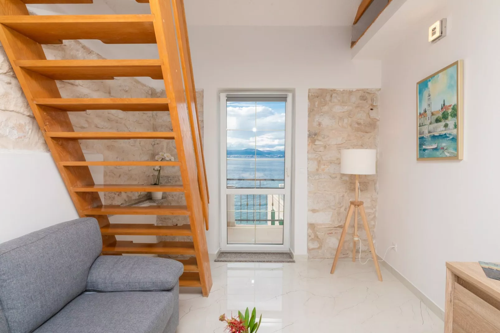 Apartments Tino- Two Bedroom Apartment with Terrace and Sea View(A2)-Woonkamer