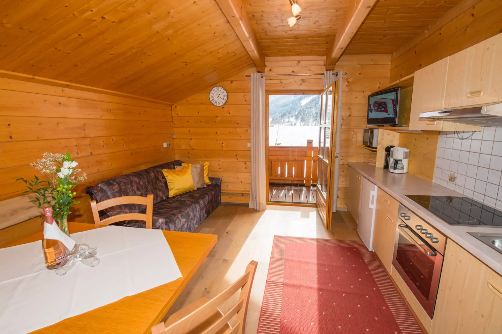 Appartment Holzblockhaus-Woonkamer