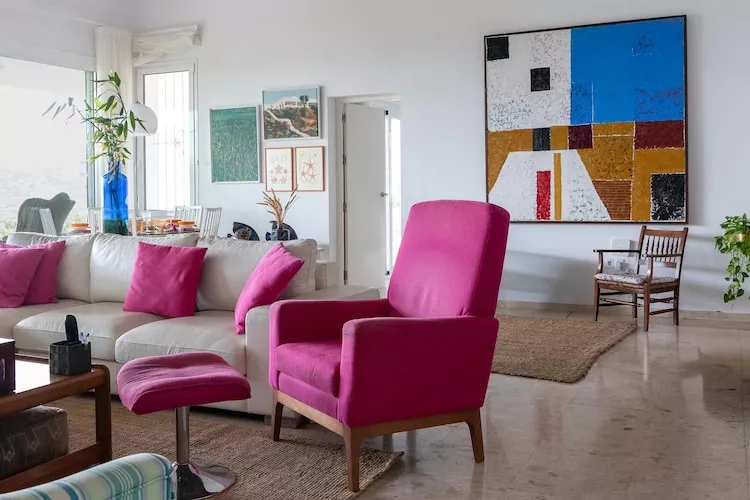 CT 385 AL - Faro's Soulrise Villa - Mojacar - Pool & Artistic Flair close to the Beach-Woonkamer