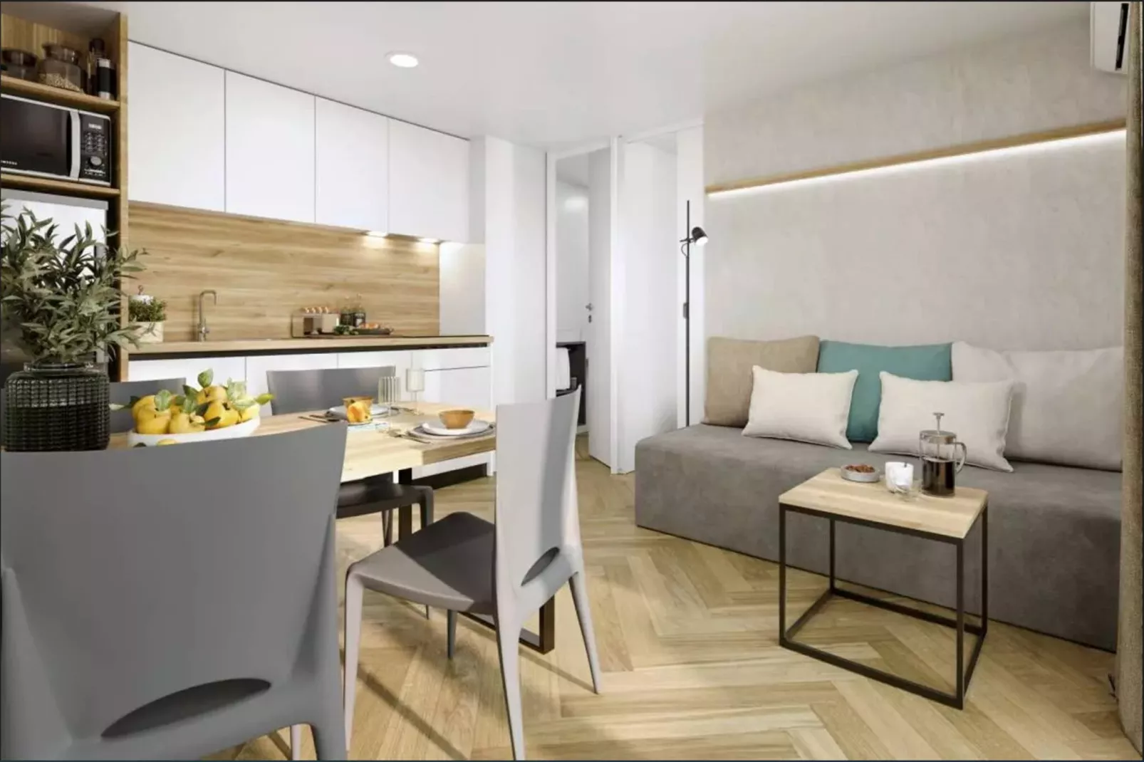 Mobile Homes Strasko Novalja Olive 34 qm für 5 Pers-Woonkamer