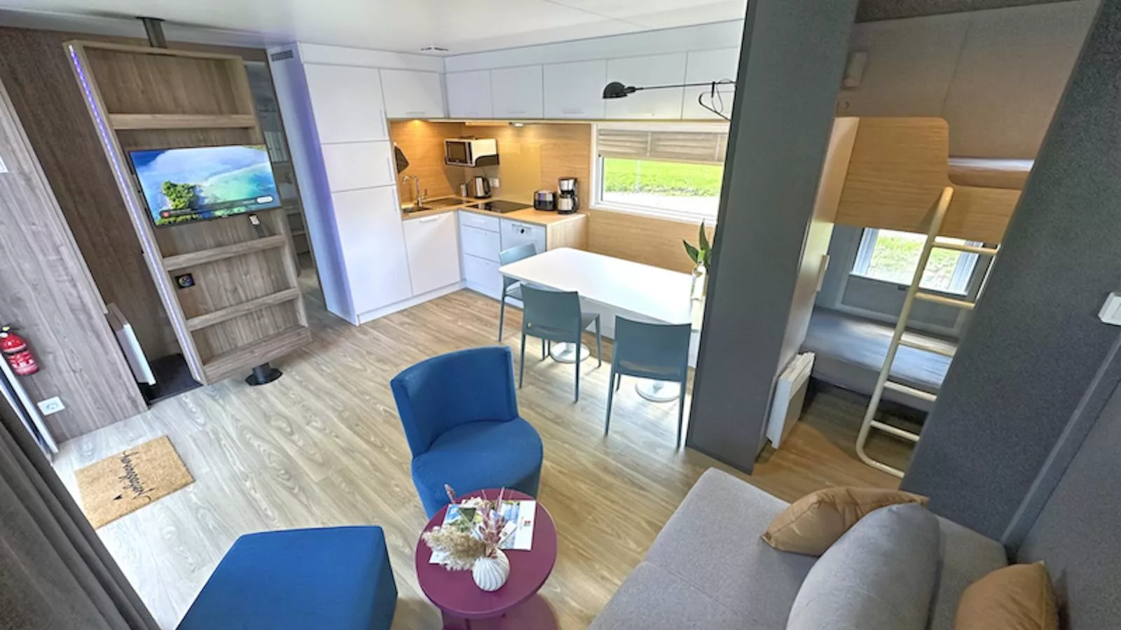 Feriendorf Seeblick - Tiny Chalet Nr 6-Woonkamer