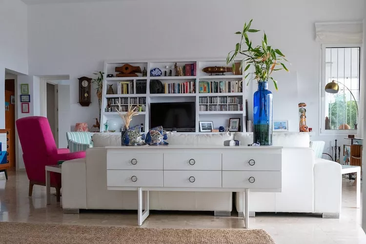 CT 385 AL - Faro's Soulrise Villa - Mojacar - Pool & Artistic Flair close to the Beach-Woonkamer