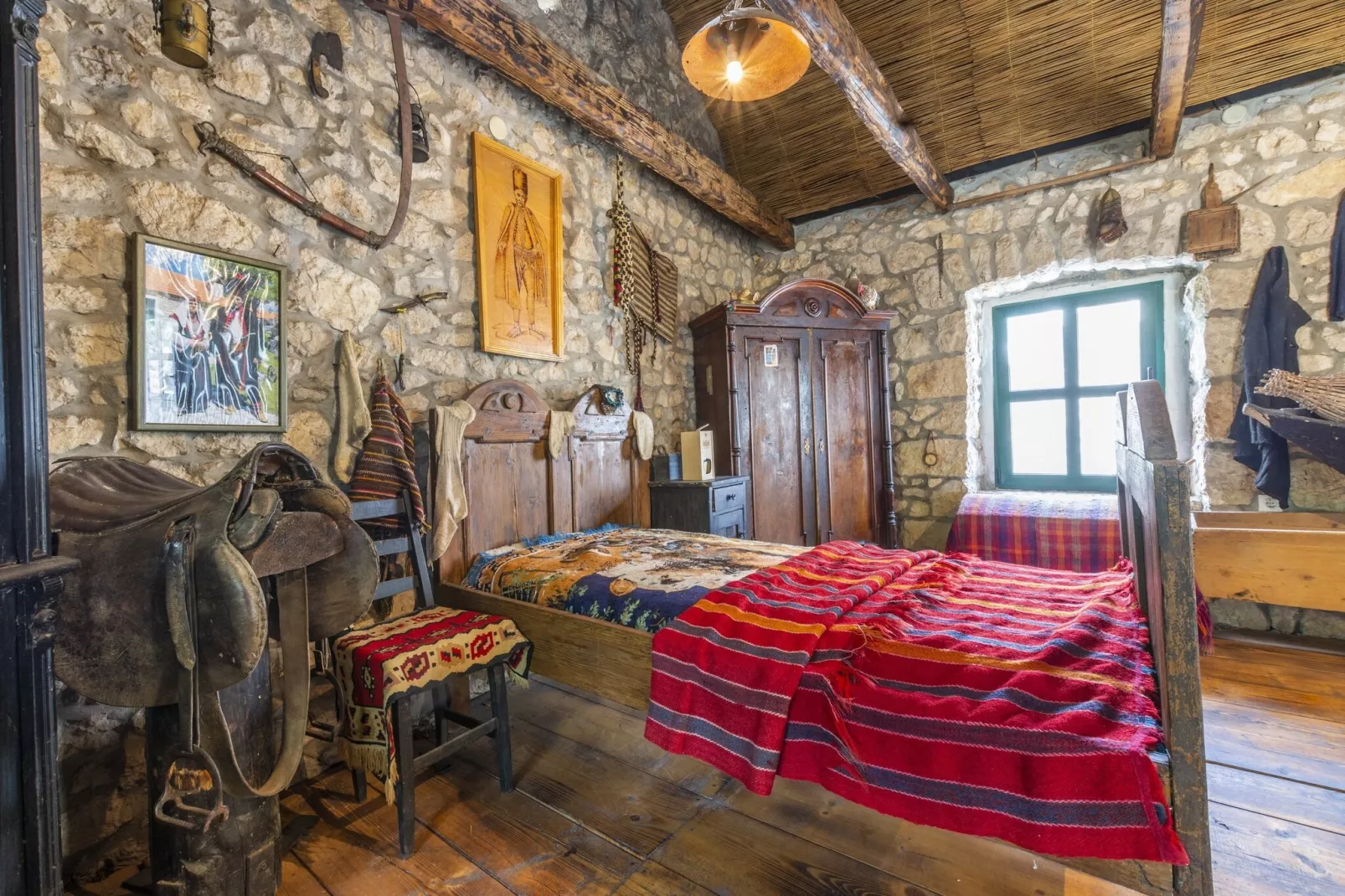 Rustical Resort Kokorići with Shared Outdoor Swimming Pool - One Bedroom Apartment with Terrace-Slaapkamer