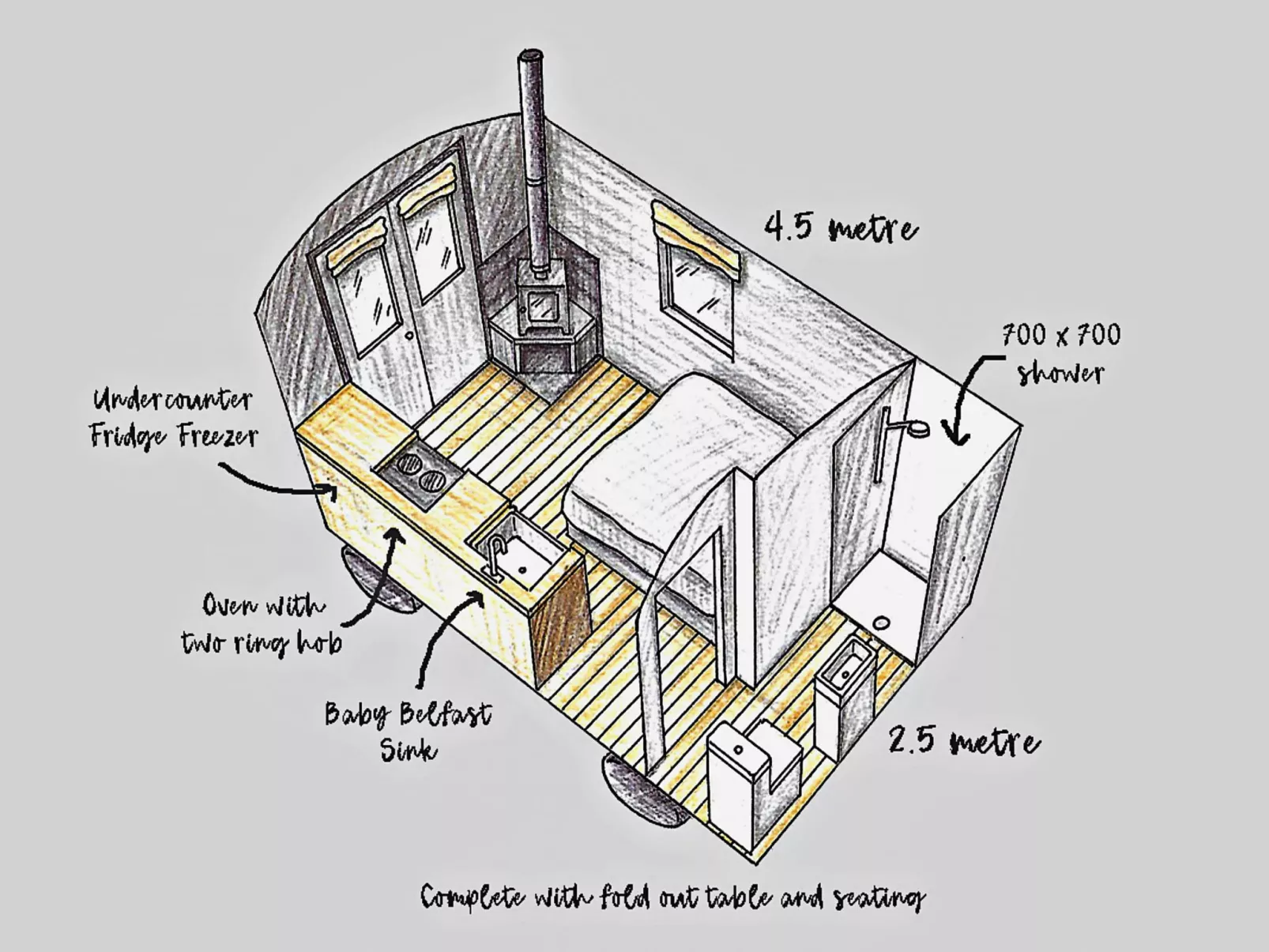 'Elen' Gypsy Hut-Binnen