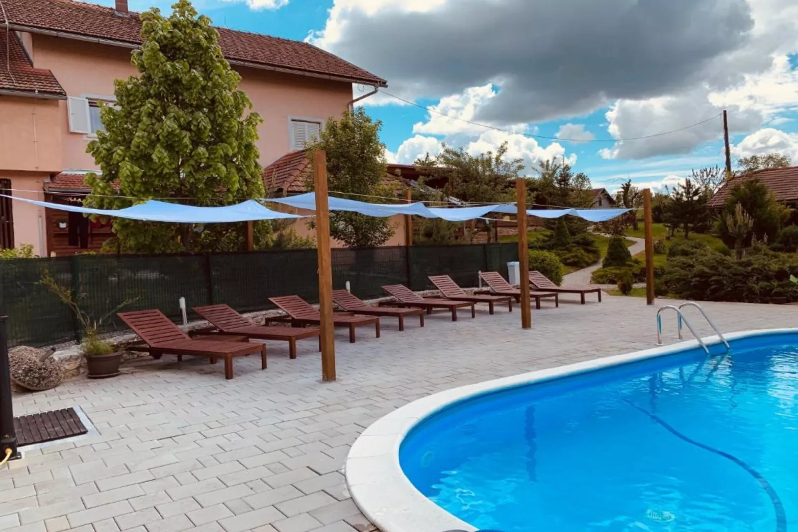 Villa Rubčić - Double room with Terrace and Pool View - (7)-Zwembad